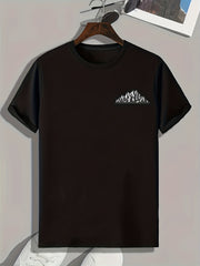 Mountain Print Men's Comfy T Shirt for Outdoor Summer