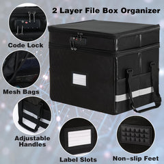 File Storage Box With Lock & Handles 2 Layer Folding Storage Box