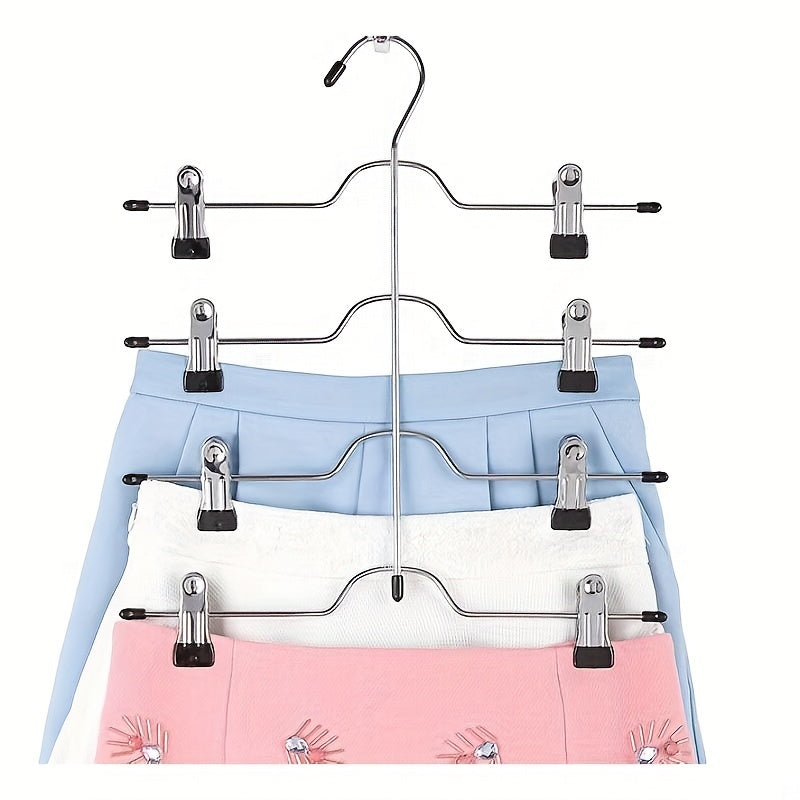 4 Tier Metal Skirt Hanger Pants Hanger Space Saving Non Slip Grip