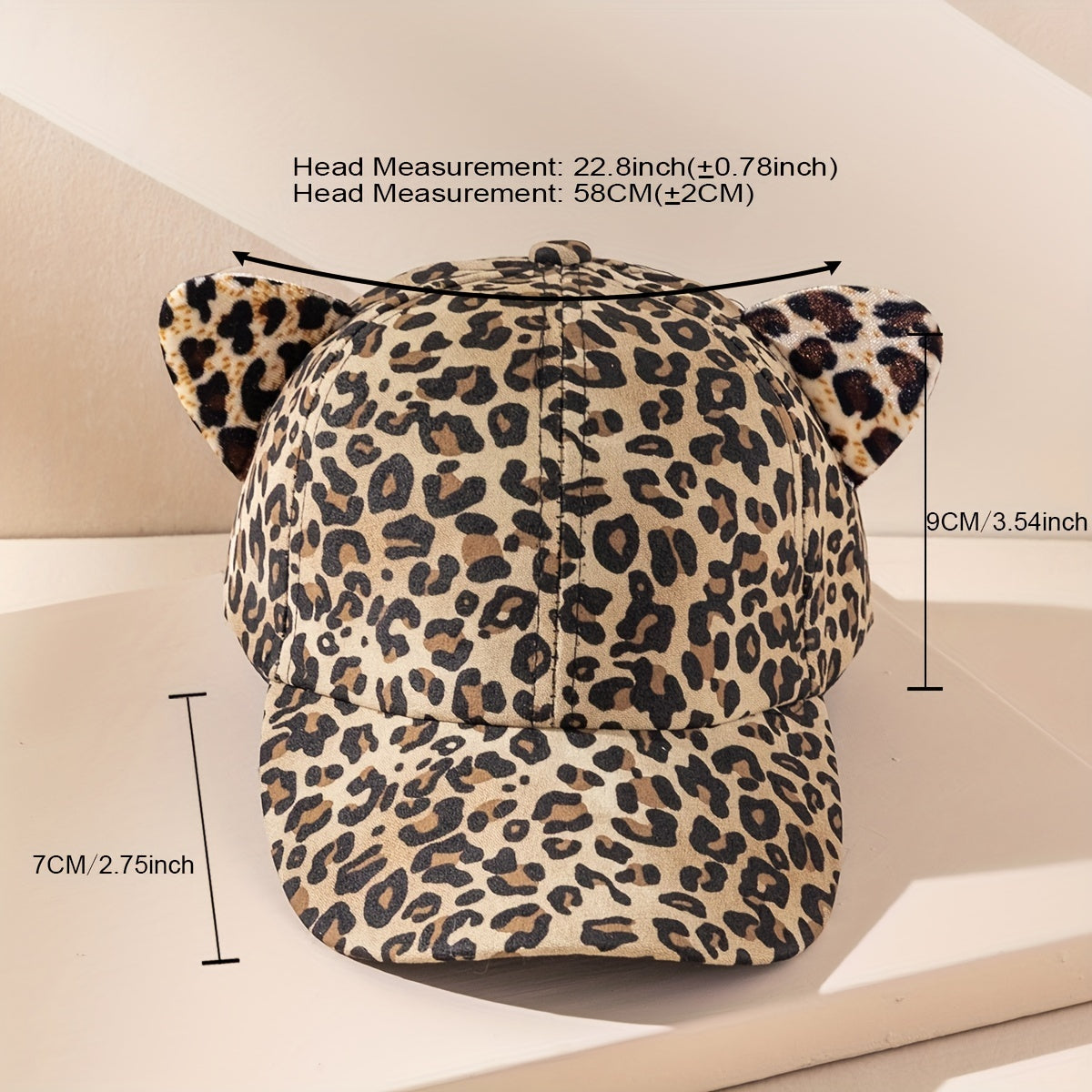 Leopard Baseball Cap Cat Ears Cartoon Dad Hat Lightweight Adjustable Sun Hats