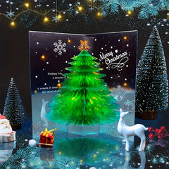 3D Christmas Greeting Card with Flashing Light Tree