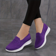 Women's Breathable Knit Flat Shoes Lightweight Low Top Slip On Shoes