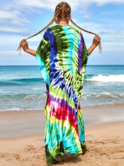  Tie Dye V Neck Cover Up Dress