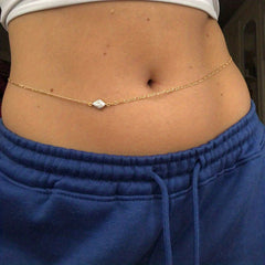Faux Pearls Beads Thin Waist Chain Summer Beach Body Chain Accessories