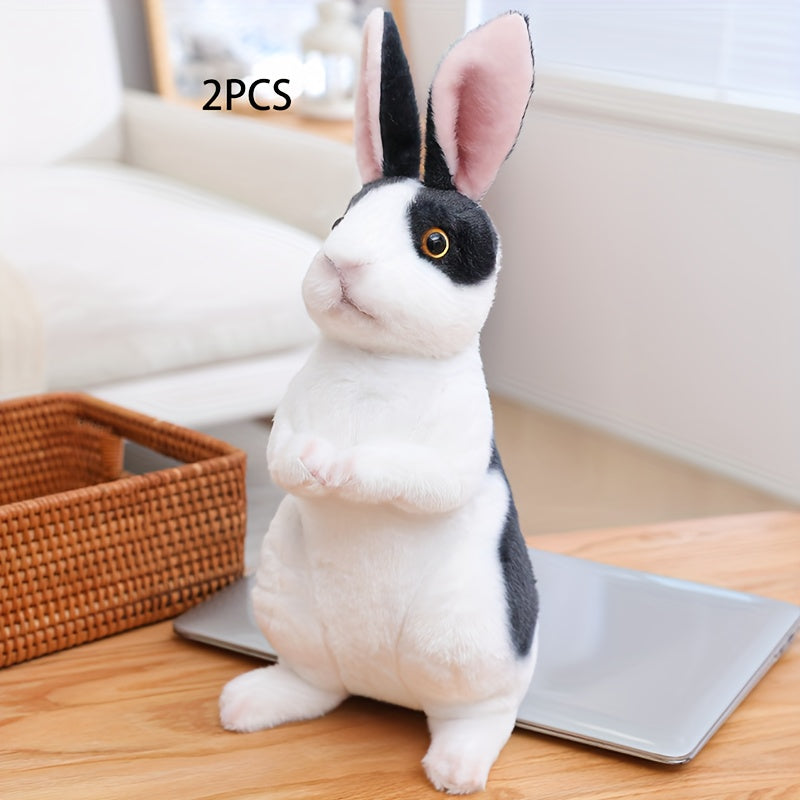2 Pack Upright Rabbit Plushies 9 4in Assorted Colors Polyester