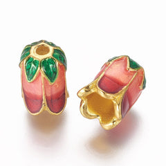 10pcs 5 Petal Alloy Bead Caps Enamel Golden Silver Plated Mixed
