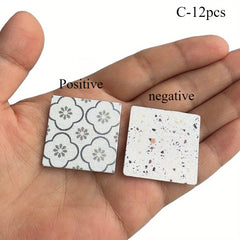 Dollhouse Mini DIY Bathroom Tile Floor Miniatures Decorative Living Room Floor