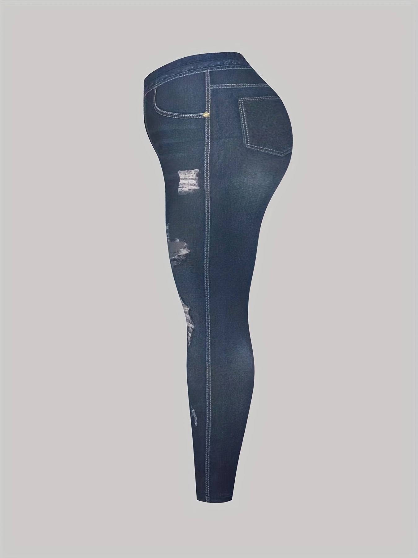 Denim Print High Rise Skinny Leggings