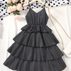 Girls Polka Dot Print Party Dress Kids Summer Clothes