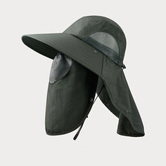 Men's Summer Wide Brim Face Covering Cape Hat