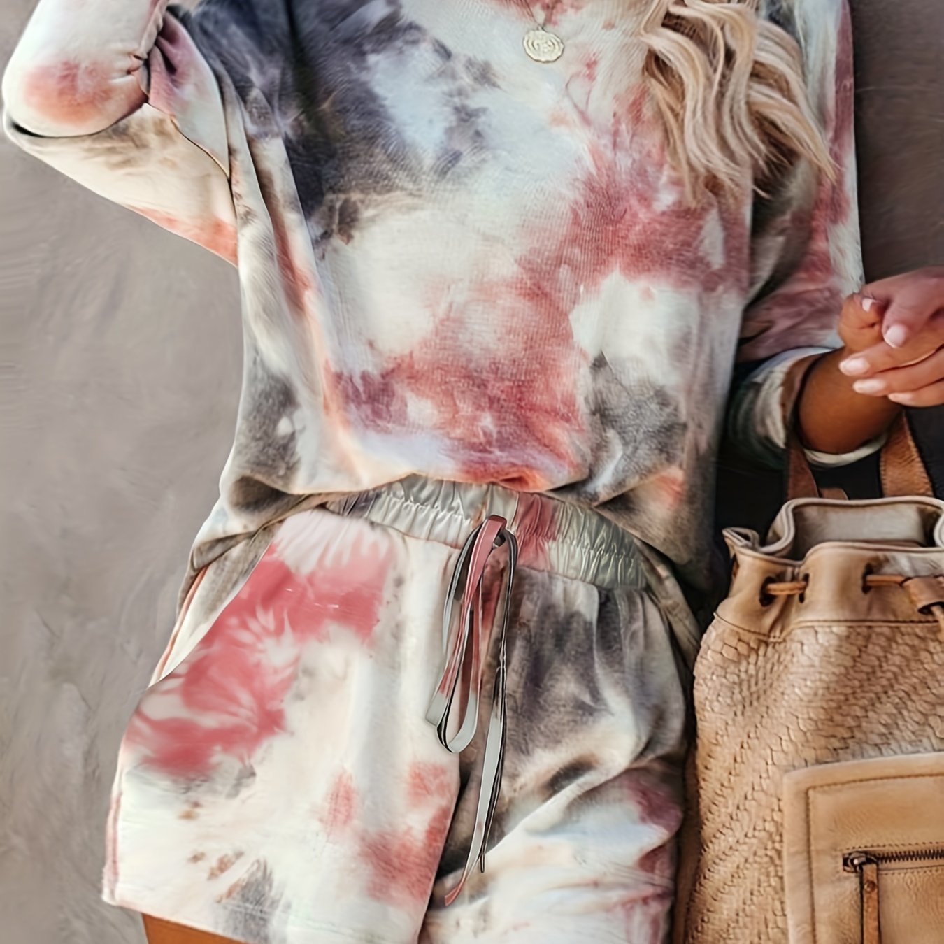  Tie Dye Long Sleeve Top & Shorts Set