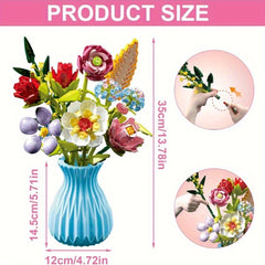 Flower Bouquet Building Blocks Set with Vase DIY Decoration Ideas