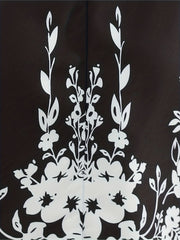  Colorblock Floral Print Mesh Sleeve Dress