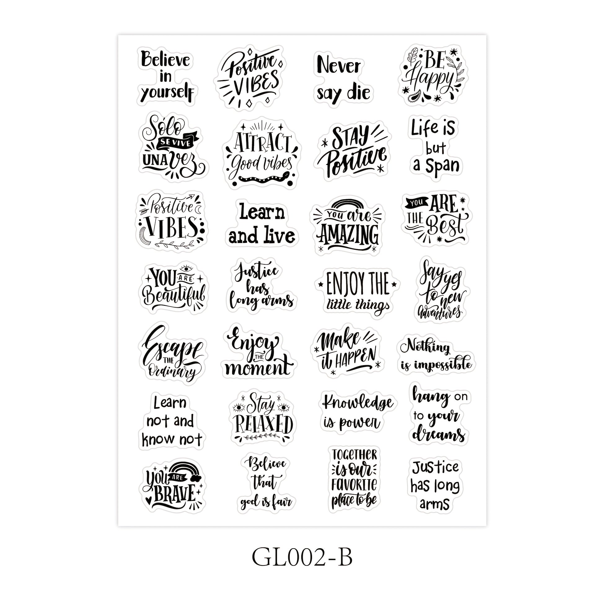 Arrival Text Sticker Single Sheet Transparent Encouragement Quote