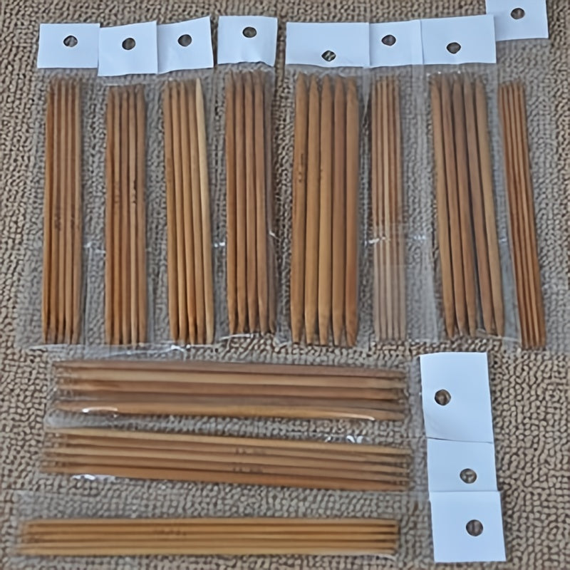 55pcs Double Pointed Carbonized Bamboo Knitting Crochet Needle Set