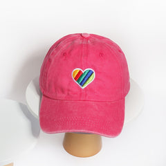 Rainbow Love Embroidery Baseball Cap Cotton Washed LGBT Pride Couple Dad Hats