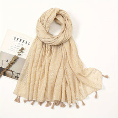 Hot Stamping Hijab Cotton Tassel Scarf Head Wrap