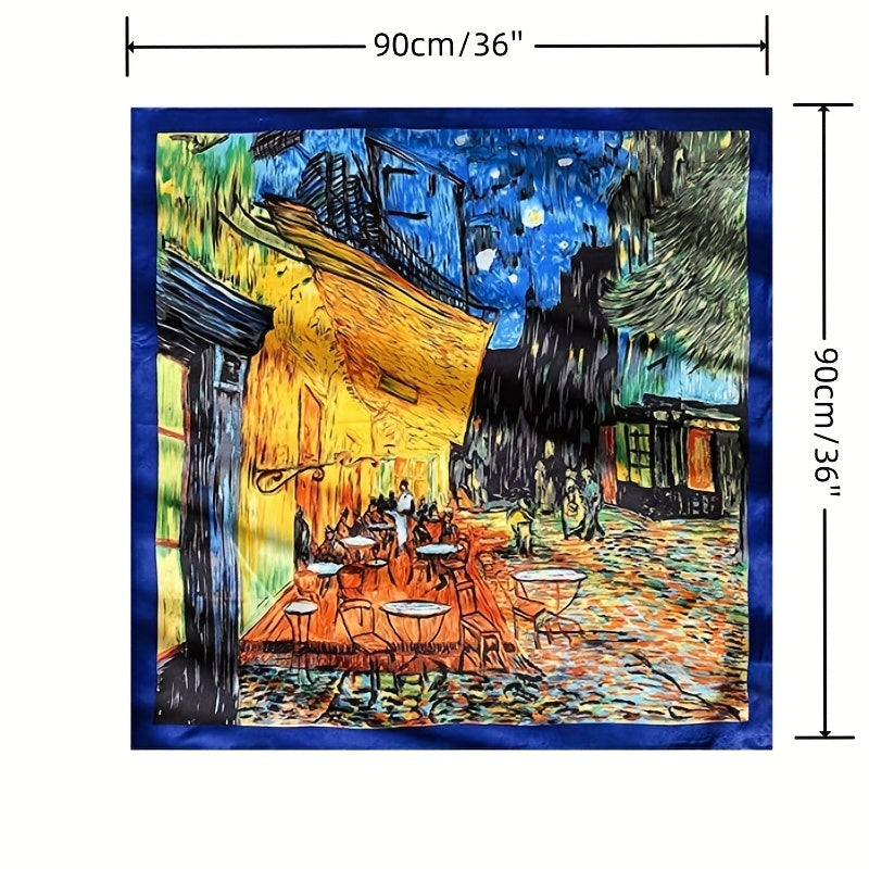 Silk Feeling Square Scarf Fashionable Printed Satin Scarf