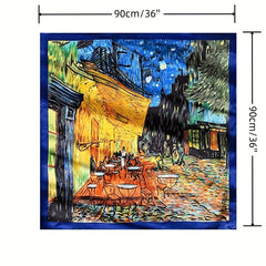Silk Feeling Square Scarf Fashionable Printed Satin Scarf