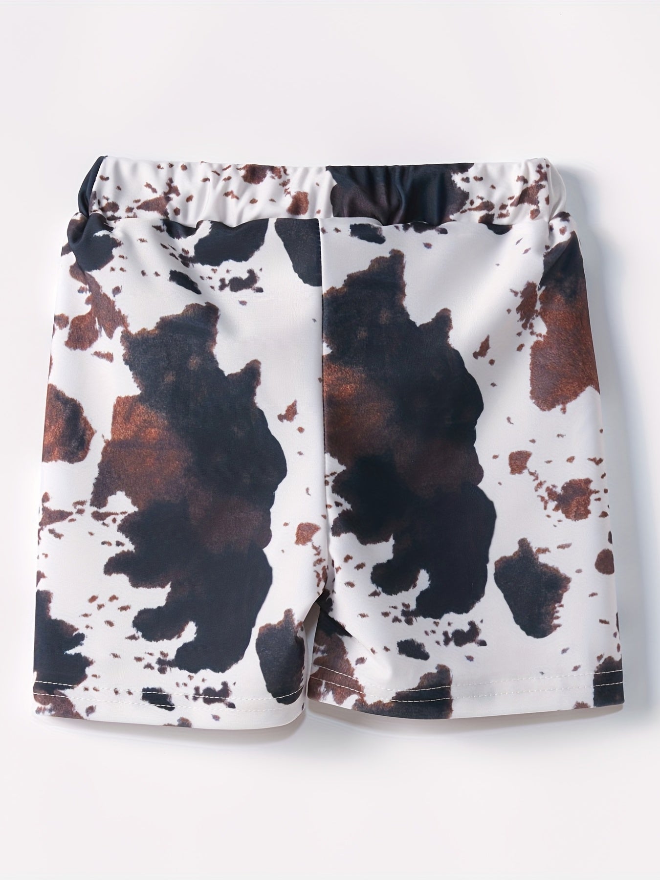 Boys Swim Trunks Cow Pattern Print Elastic Waist Beach Pants
