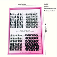 DIY Cluster Lashes 3D Effect DIY Lash Extension Kit 12 14 16mm Mixed Individual
