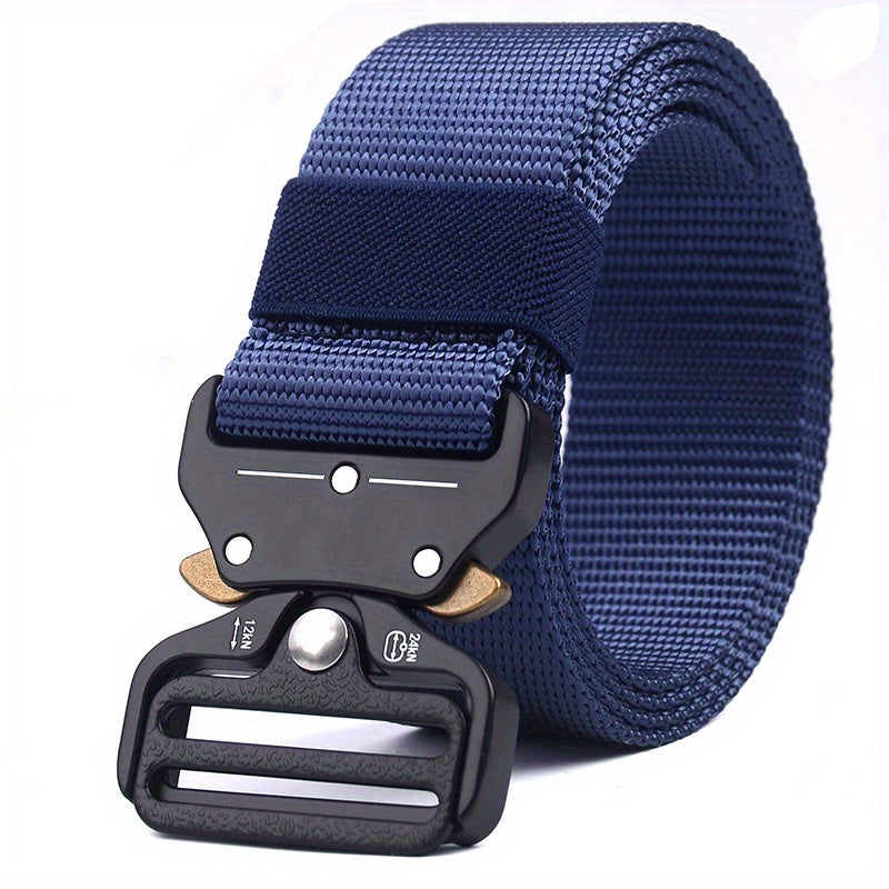 Men's Tactical Belt Quick Release Buckle Elastic Stretch Canvas Web Belt