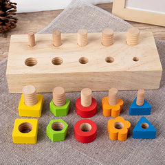 Wooden Screw Pairing Toy Shape Recognition Game Interactive Playset