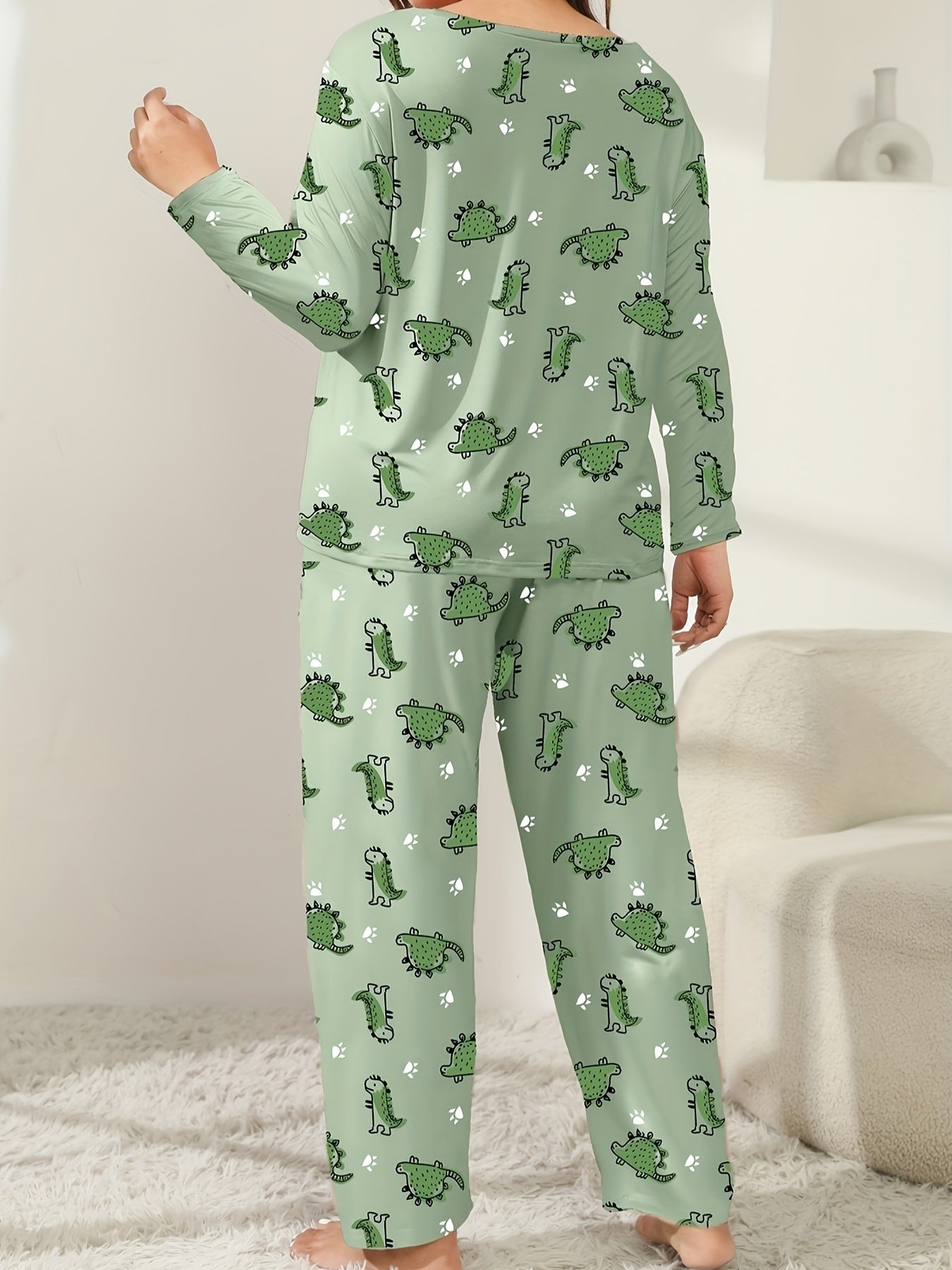  Dino & Paw Print Long Sleeve Pajama Set