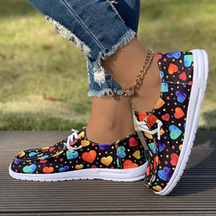 Women's Colorful Heart Pattern Outdoor Skateboarding Shoes