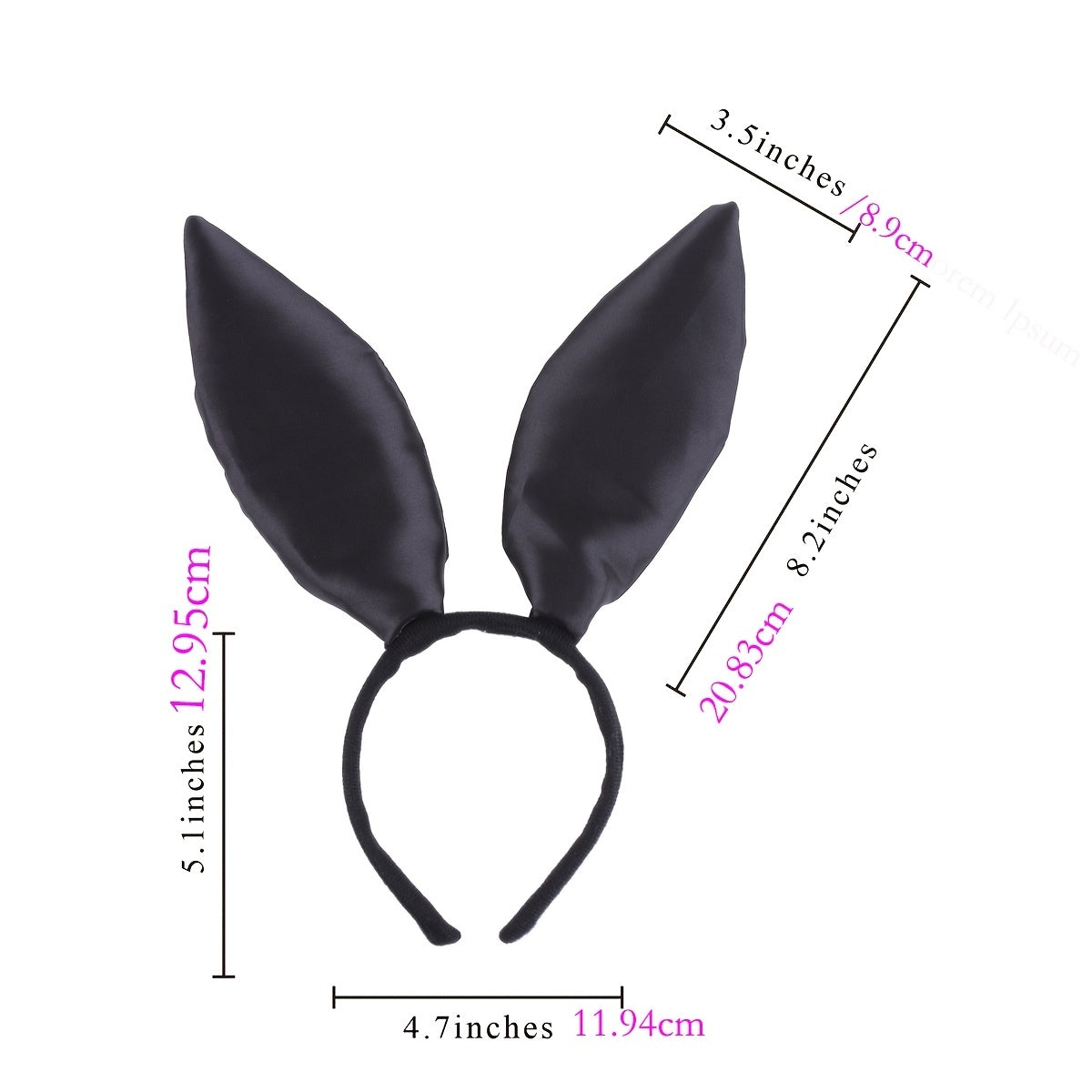 Satin Bunny Ears Headband for Cosplay Party Costume