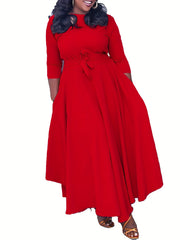  Women's Solid Half Sleeve Round Neck Dress