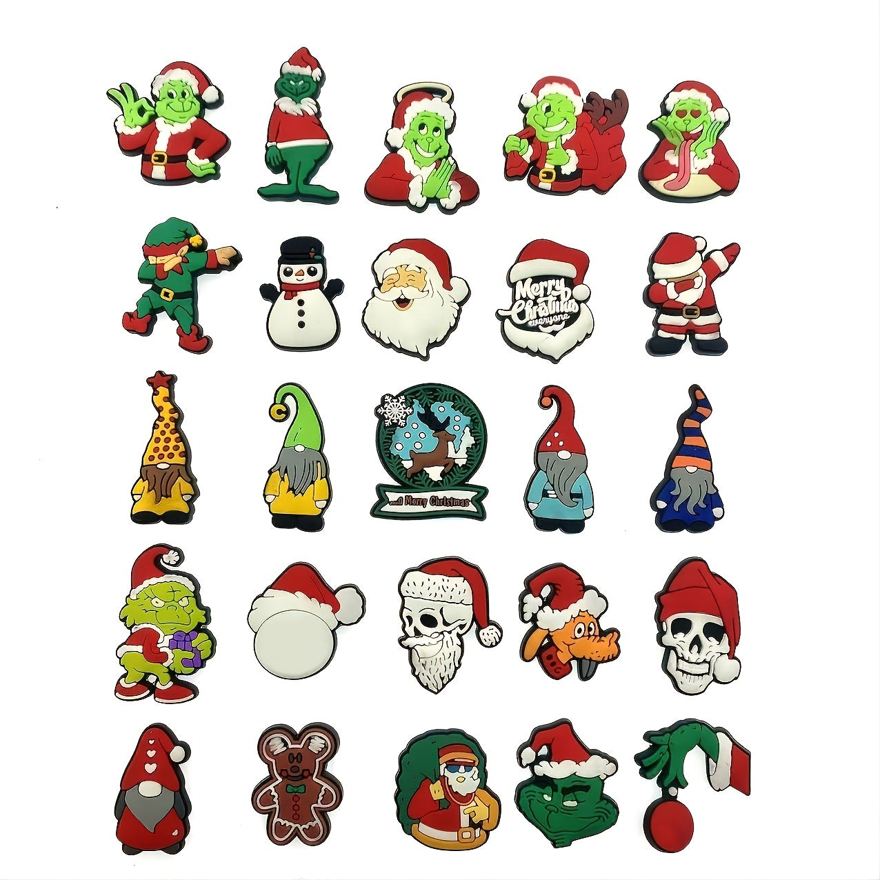Christmas Pattern Charms For Clogs PVC Bubble Slides Sandals Decorations