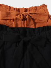 3 Pack Women's Plus Size Elastic Belted Shorts Set