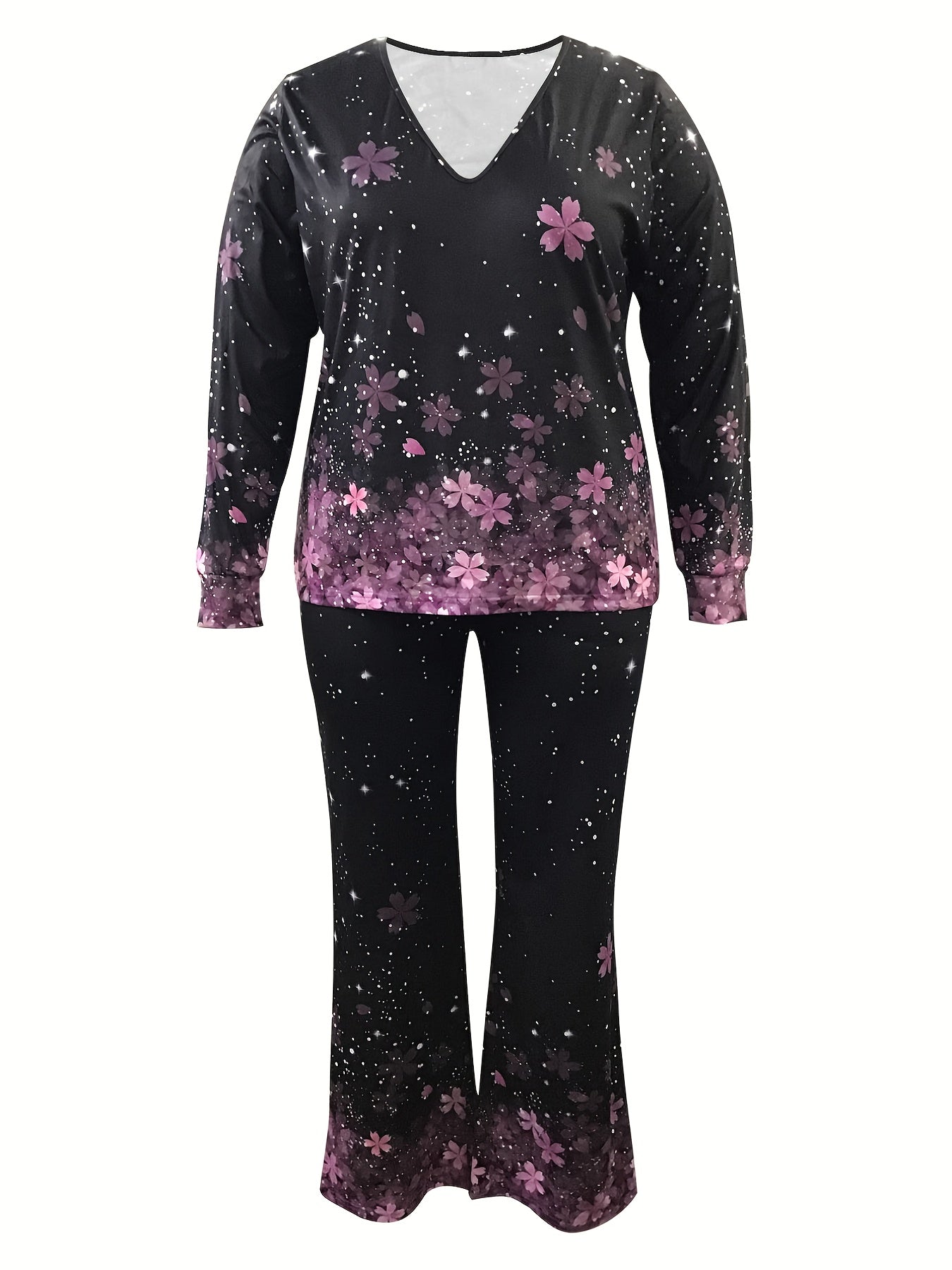  Sakura Print Long Sleeve Top & Pants Set