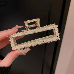 Metal Faux Pearl Hair Clip Women Jumbo Jaw Clip