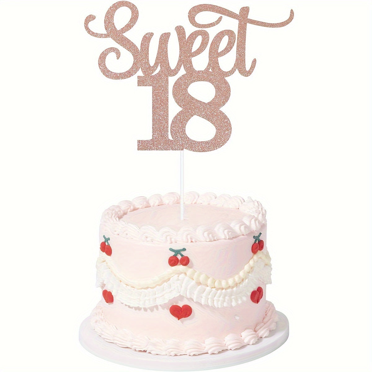 1pc Rose Golden Glitter Happy Sweet Cake Topper