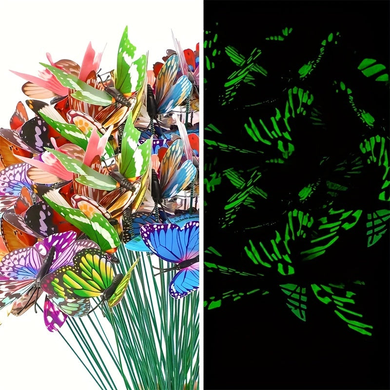 20pcs Butterfly Garden Stakes Waterproof Night Light Ornaments DIY Party