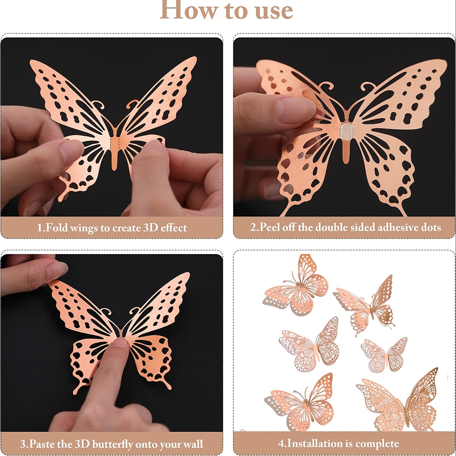 12pcs 3D Butterfly Wall Decor for Parties, Cakes & Room Makeovers