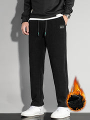 Men's Fleece Joggers Drawstring Pocket Windproof Sweatpants
