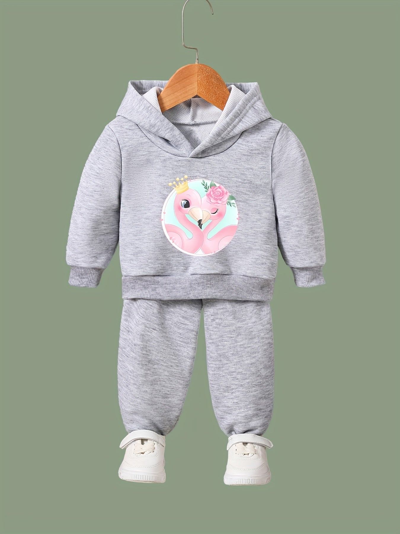 Girls 2pcs Flamingo Sweatshirt & Sweatpants Set