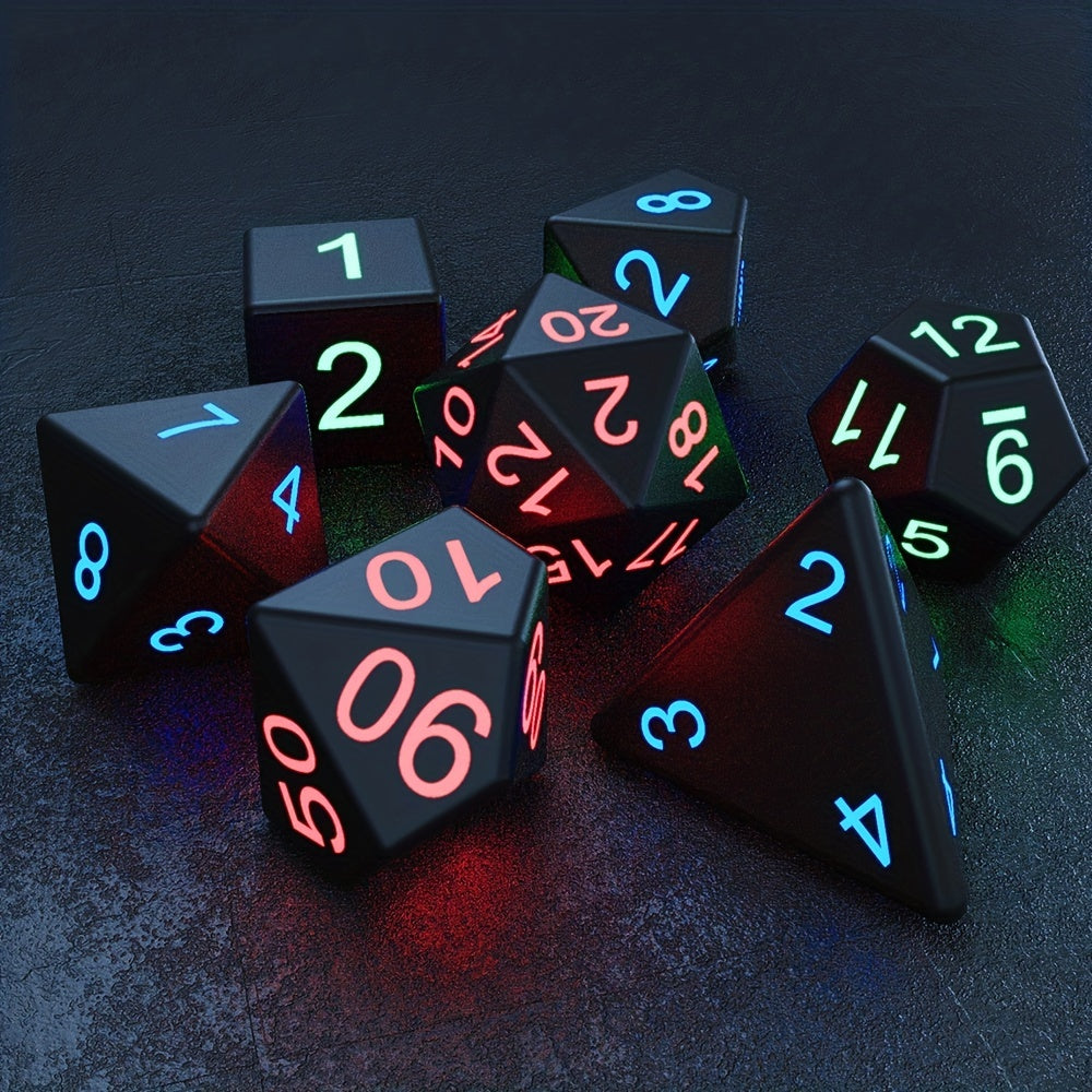 7Pcs LED Dice USB Rechargeable Role Playing Dice