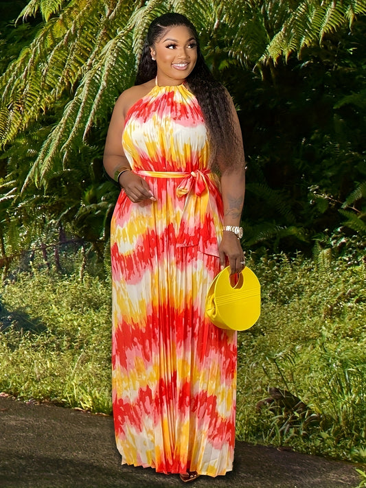  Tie Dye Halter Maxi Cami Dress