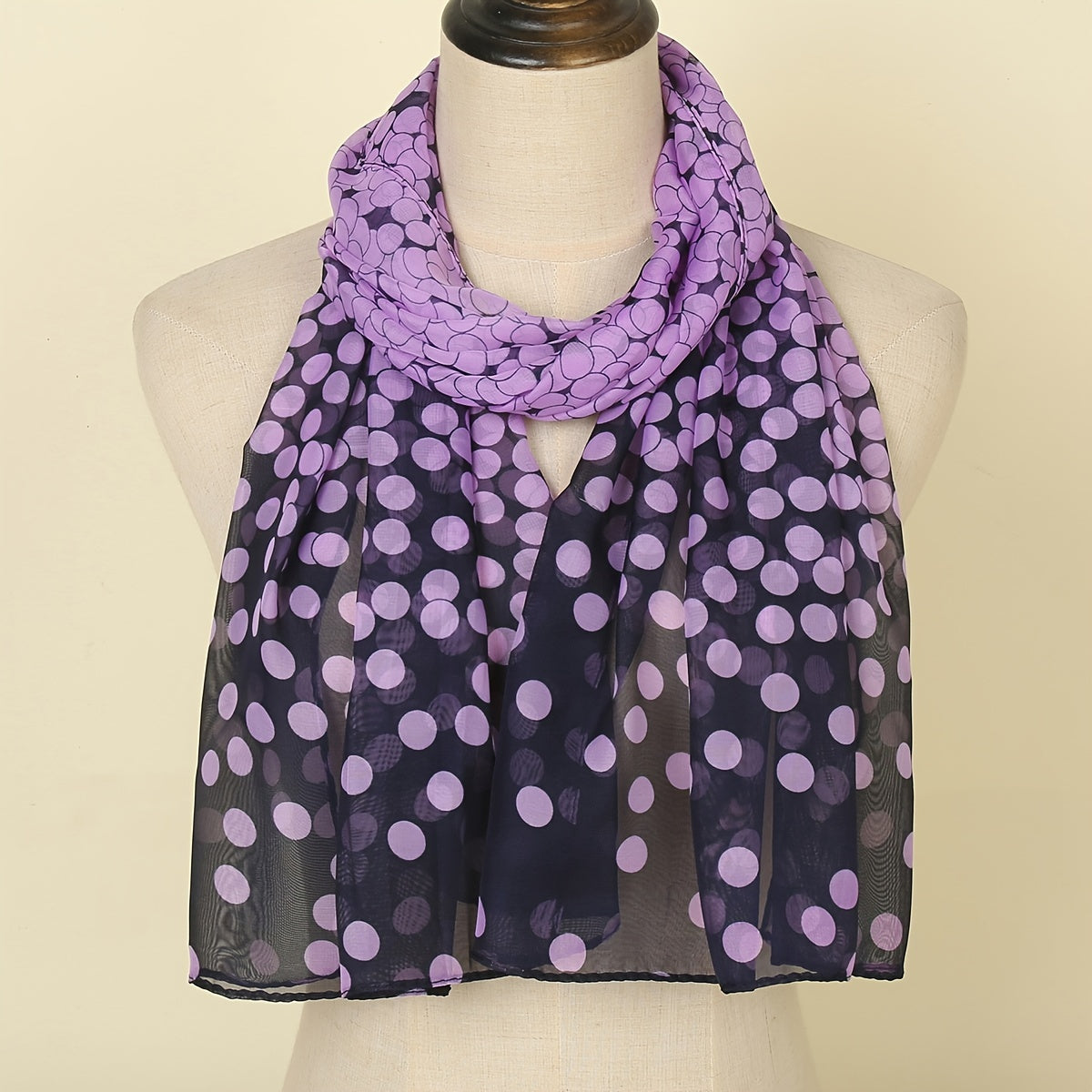 Chiffon Polka Dot Scarf Gradient Head Wrap Sunscreen Shawl