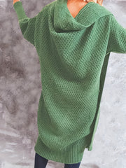  Solid Hooded Batwing Sleeve Cardigan