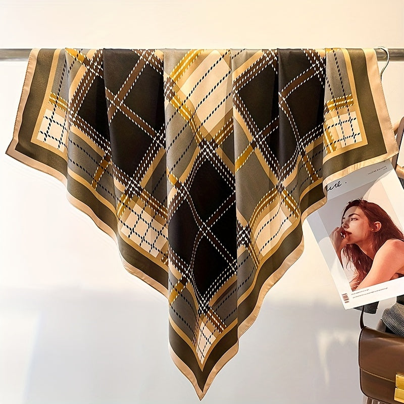 89 92cm Striped Plaid Pattern Silk Scarf Light Shawl