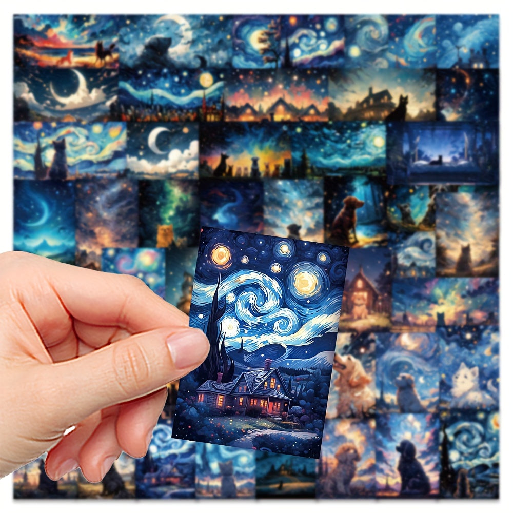 50pcs Starry Sky Animal Stickers - Laptop Helmet Desktop Water Cup Decora