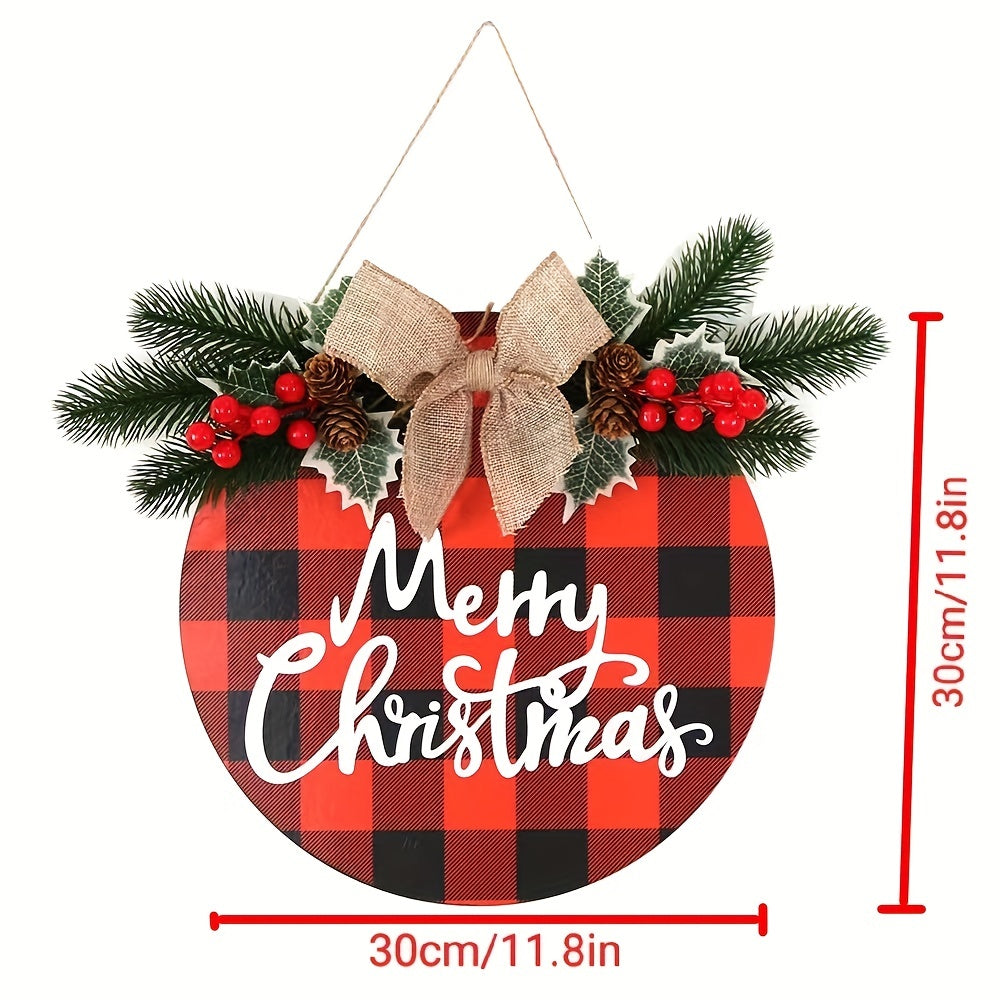 Christmas Wooden Hanging Home Decoration Bowknot Doorplate Ornament