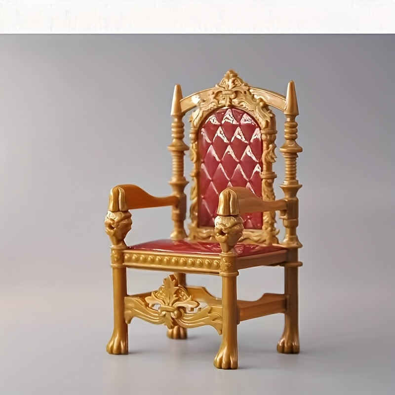 1:12 Scale Royal Throne Chair - Golden and Red