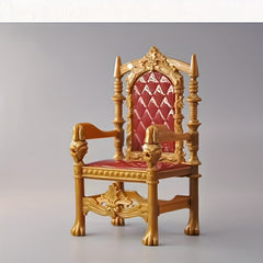 1:12 Scale Royal Throne Chair - Golden and Red