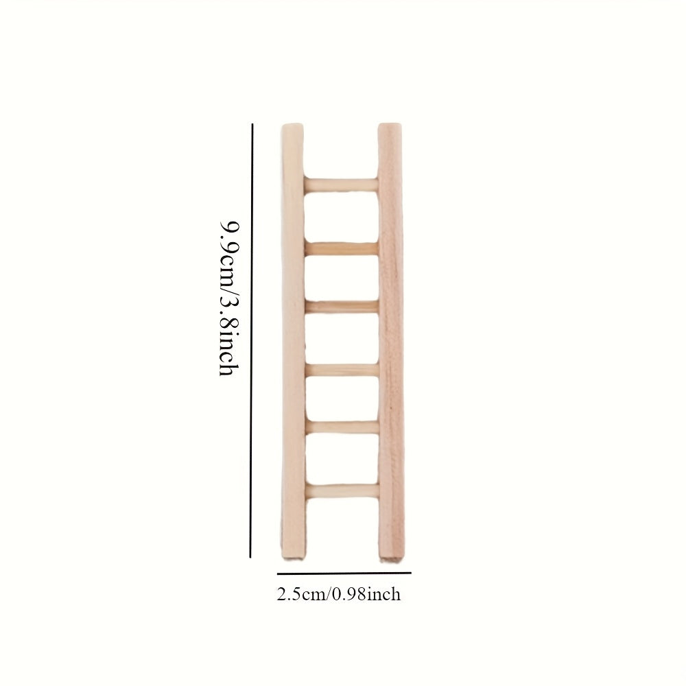 Mini Wooden Ladder Dollhouse Accessory Light Brown Intricate Detailing Creative